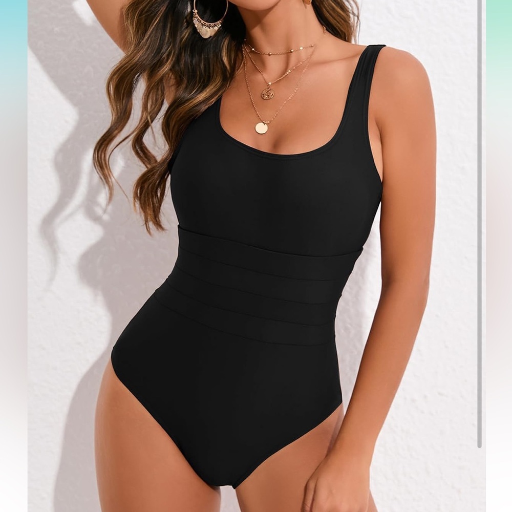 New Cromi Elegant Black One-Piece Swimsuit Size Large bin 1M